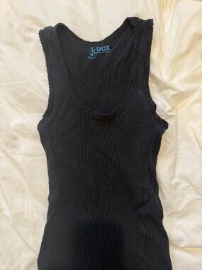 T-Box Black Ribbed Scoop Neck Tank Top